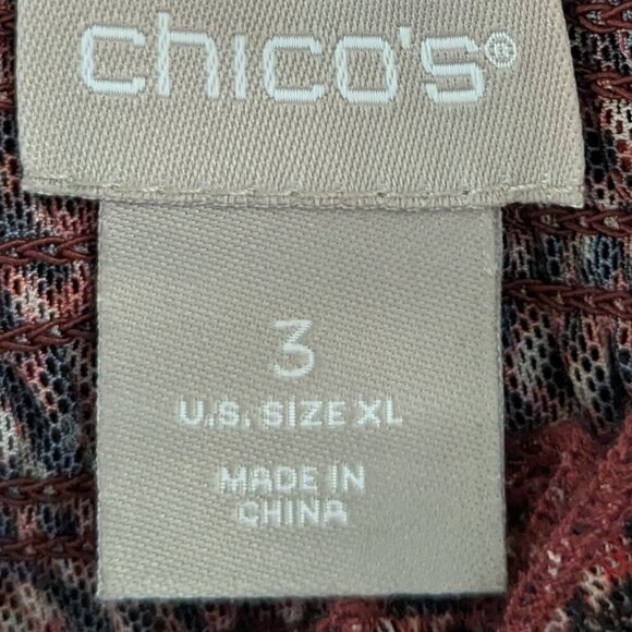 CHICO'S Burgundy Sheer Chiffon Long Sleeve Pullover Top; Size XL - Picture 4 of 4
